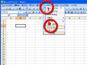 Excel2003でExcelのオプションを呼び出す