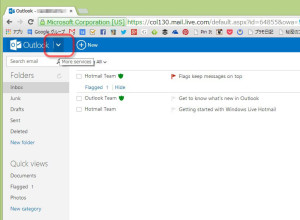 Outlook.com でメール以外のサービスを呼び出す